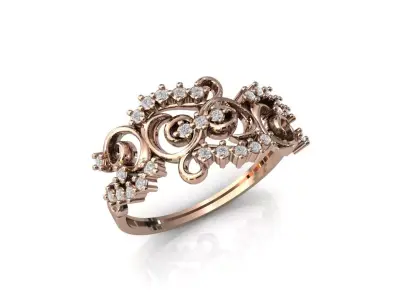 Women Ring Diamond Stone STL 3DM Lightweight Printable 3D print model 71