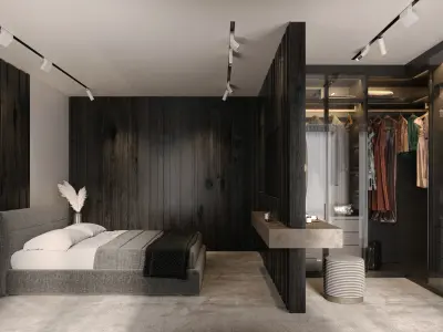 Master Bedroom Dark Color Scene 3D Models 3D model