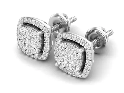AV 600 Round Diamond Ladies Stud Earrings With Removable Jackets 3D print model