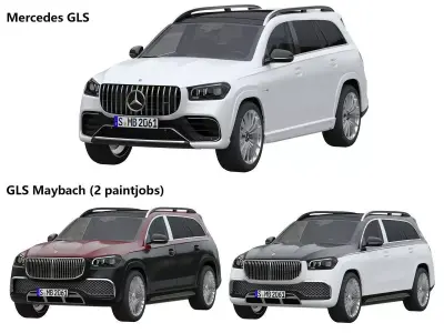  Mercedes GLS and Mercedes GLS Maybach -2 paintjobs 3D Model Pack