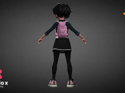 Cartoon Teen Boy and Girl Combo Low-poly 3D model