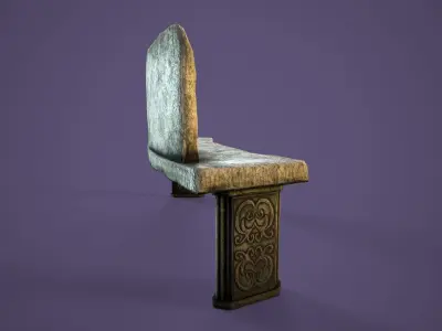 Concrete Bench Low-poly 3D model