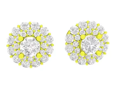 Luxury Halo Diamond Stud Earrings A7610 3D print model