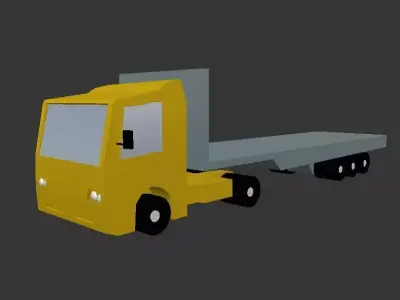 Lowpoly Truck and Trailer Free low-poly 3D model