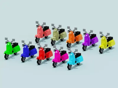 Voxel Vespa collection Low-poly 3D model
