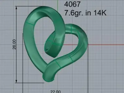 Heart Pendant 4067 3D print model