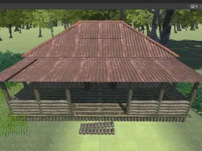 Wood old village game level Low-poly 3D model