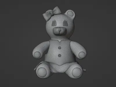 Teddy Bear Girl Toy Brown Stuffed 3D model
