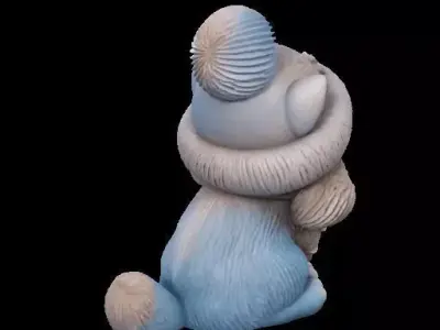 Winter Fluffy Cat Sculpture 3D print model