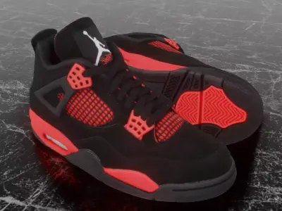NIKE AIR JORDAN 4 RETRO RED THUNDER 3D SHOES Low-poly 3D model