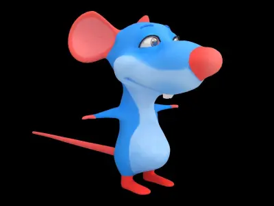 Asset - Cartoons - Character - Animals - Rig - Rat - Hight Poly Low-poly 3D model