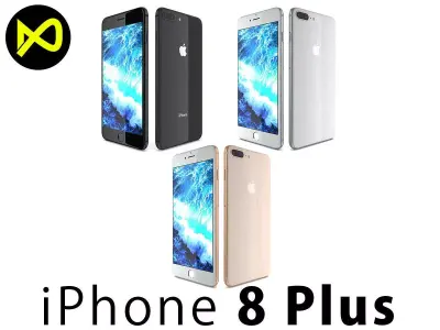 Apple iPhone 8 Plus All Colors 3D model