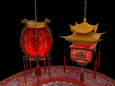 Chinese red lantern 3D model