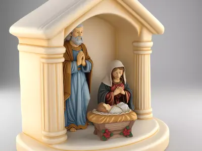 Nativity Holy Family STL separated Jesus Mary Joseph Manger 3D print model