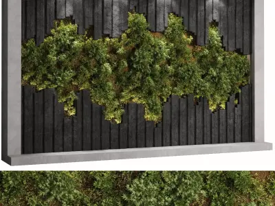 Vertical Wall Garden With concrete frame - set  indoor 79 3D model