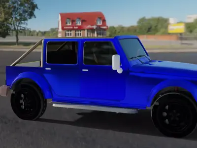 Blue Tour Jeep Low-poly 3D model