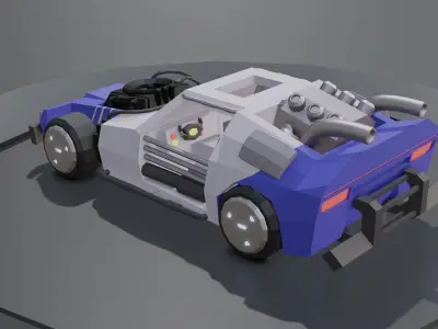 custom sci-fi car Low-poly 3D model