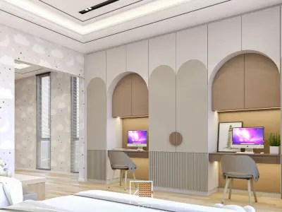 Design Twin Bedroom 3D model