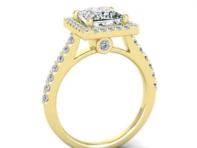 Luxury Engagement Diamond ring princess 3D print model