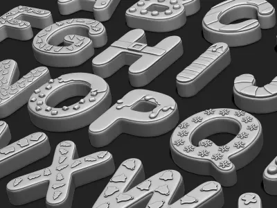 Alphabet A-Z with Christmas Theme -  Letters - Cartoon - Design 3D print model