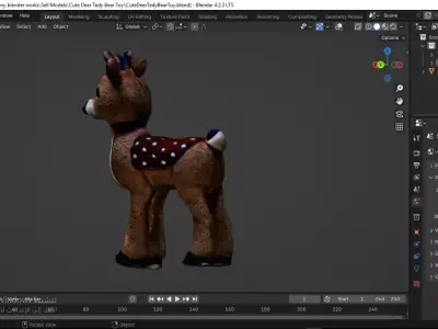 Cute Deer Tedy Bear Toy Low-poly 3D model