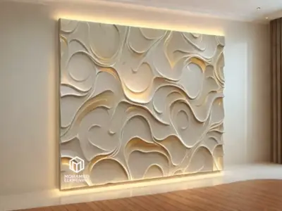 modern panel wall decor set wall relief mural CNC 105  3D model