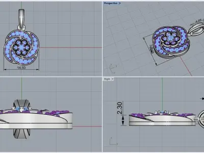 flower round  pendant model 288 3D print model