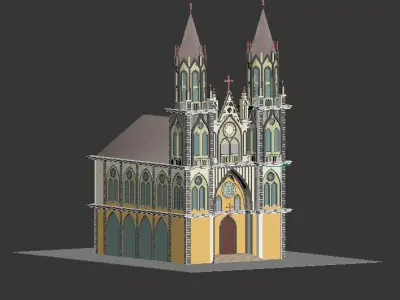 Realistic low poly Cathedral St Elizabeths Low-poly 3D model