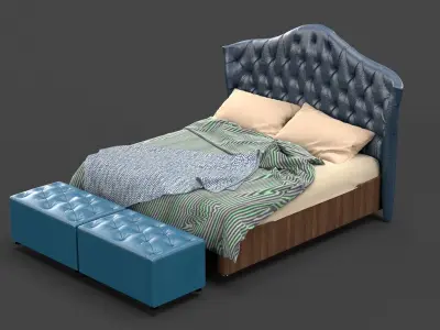 Tufted Luxury Bed 3D model