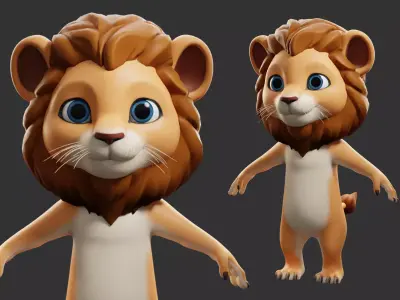 Lion Cartoon Low-poly 3D model