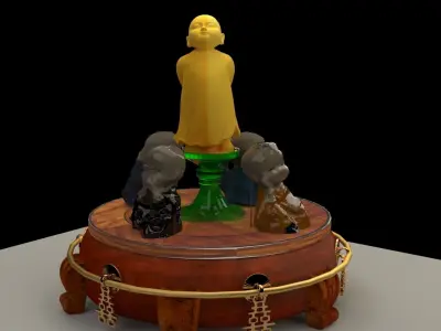 Chinese display stand with monk kids 3D model