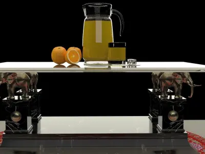 Chinese coffee table with orange juice jar 3D model