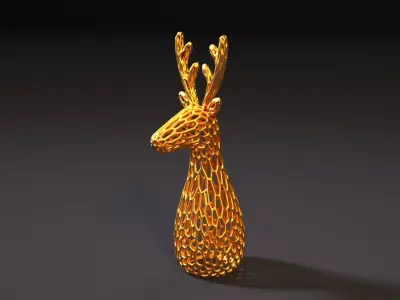 Christmas reindeer Voronoi 3D print model