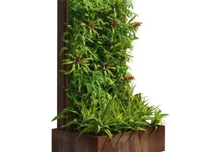Decoration greenwall fitowall with plant box Low-poly 3D model