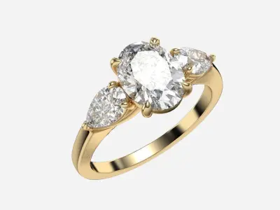 Three Stone diamond Ring 3D print model