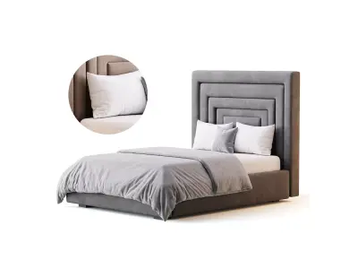 Maklaine Contemporary Navy Velvet Full Bed 3D model