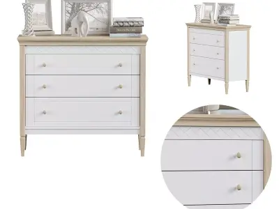 Dresser three drawer chest of drawers 3D model