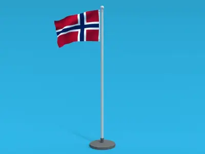 Low Poly Seamless Animated Norway Flag Low-poly 3D model