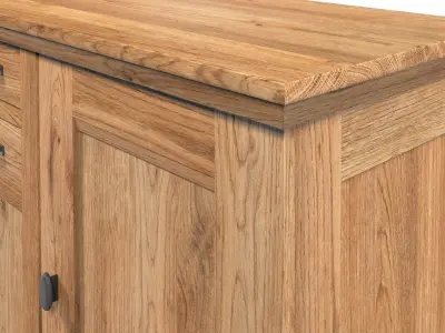 Country Sideboard 3 Door 3 Drawer Solid Natural Oak  3D model