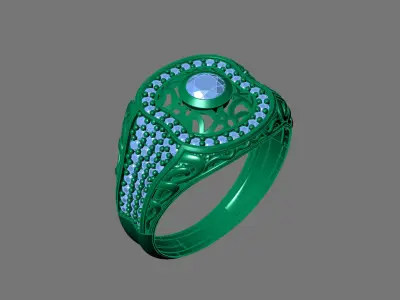 Gents Rings Diamond Men Ring STL 3DM 3D ready print model 3D print model