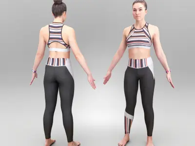 Fitness woman ready for animation 454 Low-poly 3D model