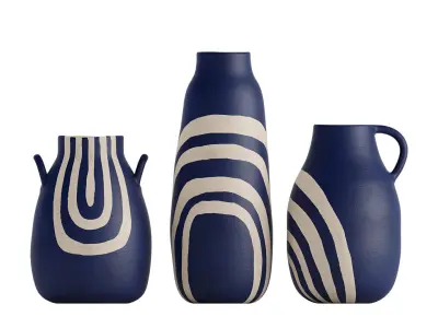 Keshi Vases Set Of 3 3D model