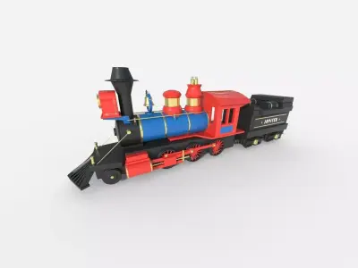 Toy train Free low-poly 3D model
