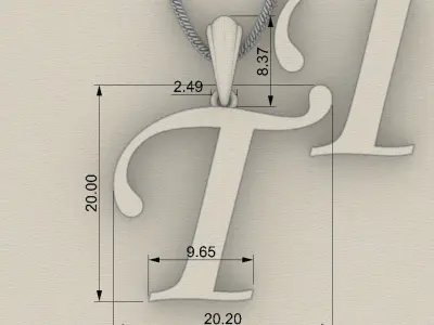 Letter T NECKLACE 3D print model