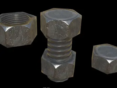 Nut and bolt - Game-Ready VR Low-poly 3D model
