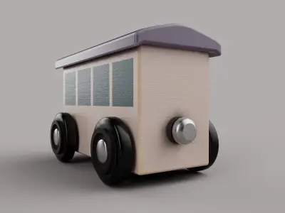 Wooden Toy Train - Passenger Car - Game Ready Low-poly 3D model