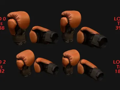 Boxing Gloves Orange Low-poly 3D model