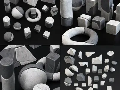 Stone splinter geometry decorative n1 3D model