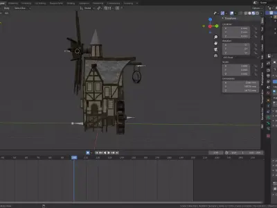 Medieval Watermill for UE 5 Rigged and Animated Low-poly 3D model