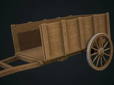 Wooden old Cart Low-poly 3D model